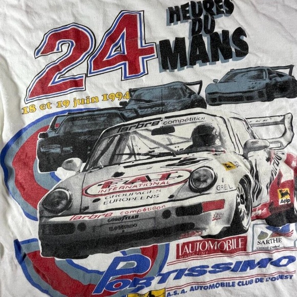 Vintage 1994 24 Hours of Le Mans racing t-shirt French print men's XL fit - Picture 2 of 5